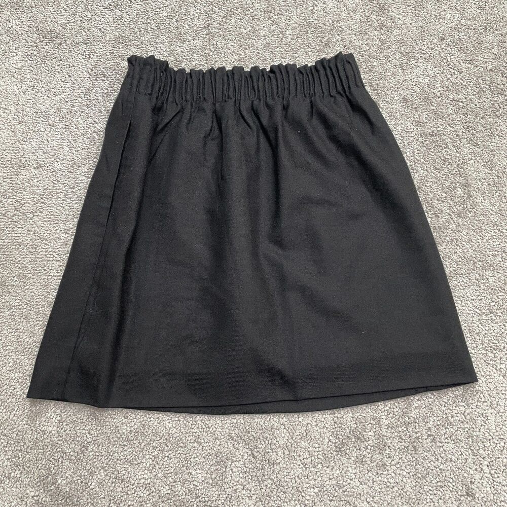 J.Crew Wool Blend Sidewalk Pleated Pencil Skirt Womens 0 Black Elastic Pockets